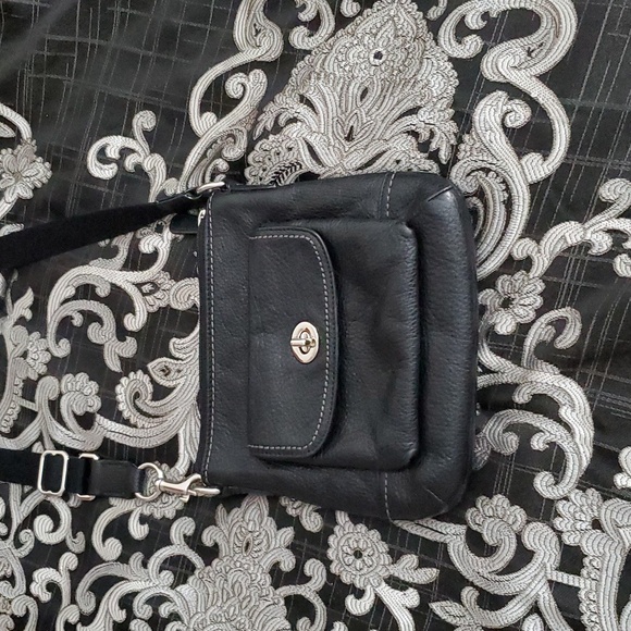 Coach Handbags - Coach Black Leather Crossbody Bag with Silver Hardware 8” x 7”